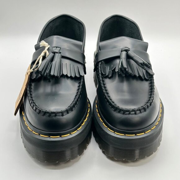 Dr. Martens Adrian Quad Black Leather Tassel Platform Loafers Women's 8 Men’s 7 - Picture 2 of 8